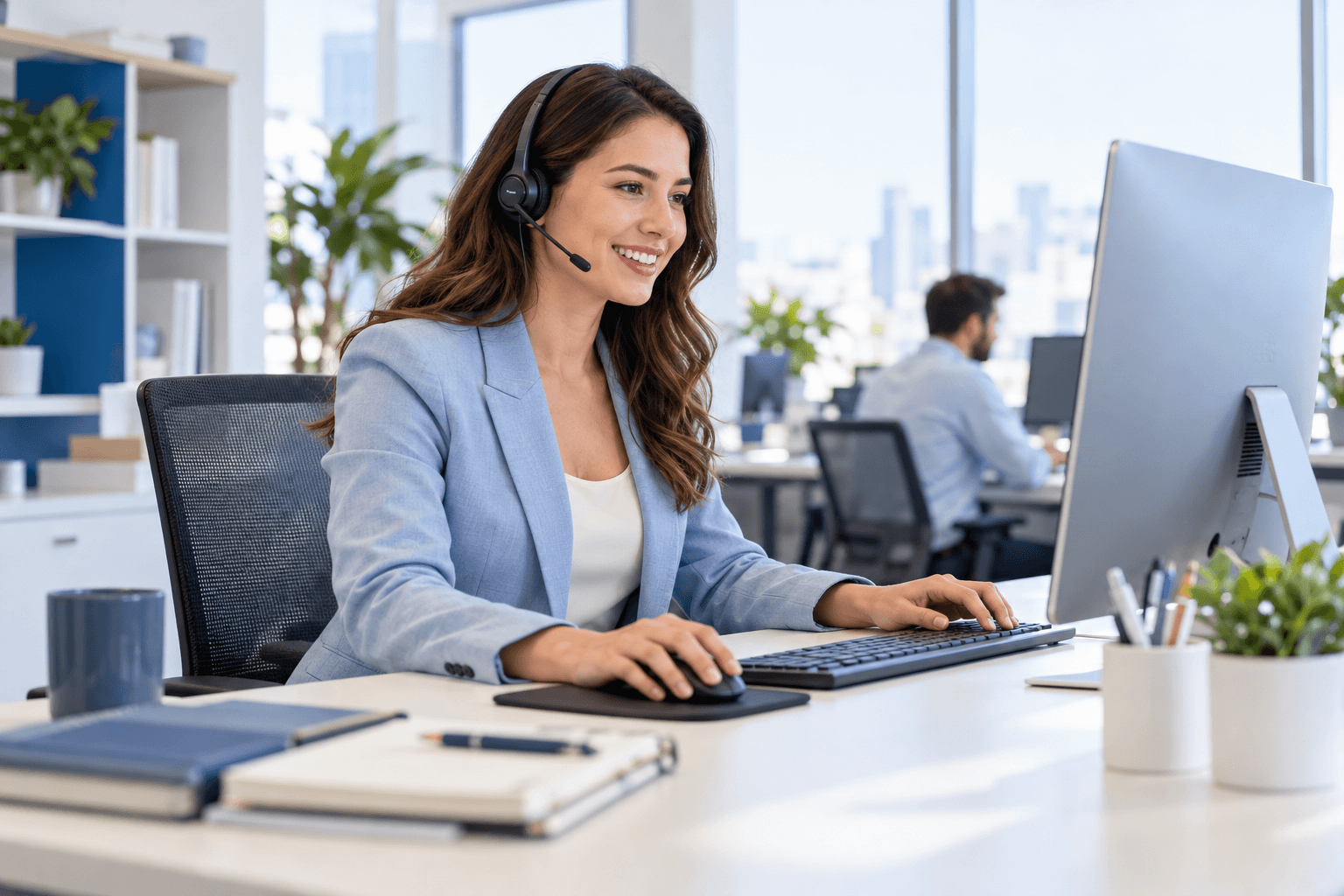 Illustrative scene of ai agents work